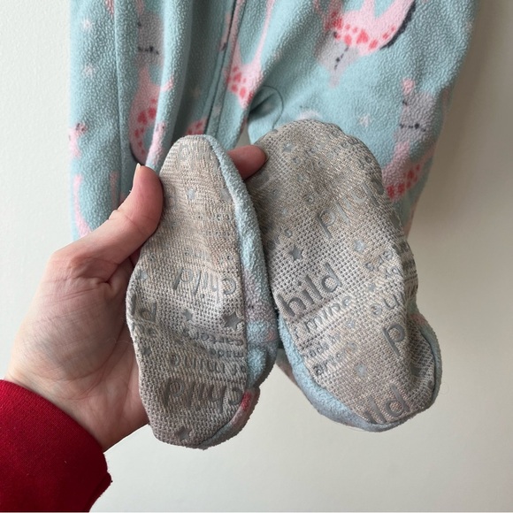 Floral and giraffe toddler girl fleece Onesie zip up pajamas size 3T colourful - Picture 6 of 13